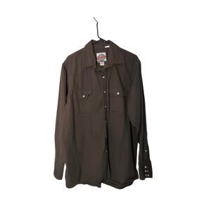 Cowboy Men's 3XL Brown Long Sleeve Button Down Work Shirt